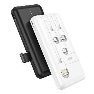 J-Cell J-102 10000mAh 5-in-1 Power Bank with Built-in Cables | Fast Charging Portable Charger