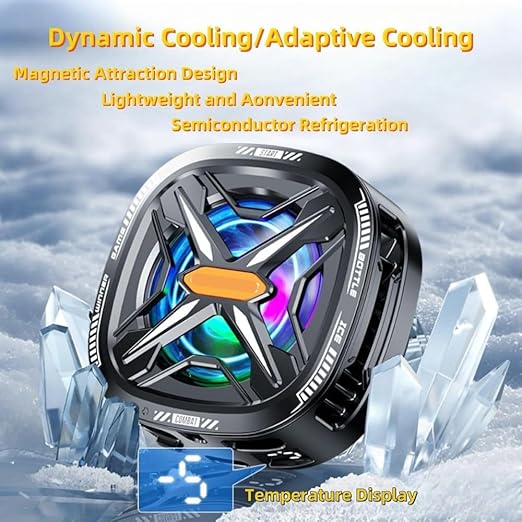 FS05 15W Semiconductor Mobile Phone Cooling Fan with Digital Display – Magnetic Gaming Radiator Cooler